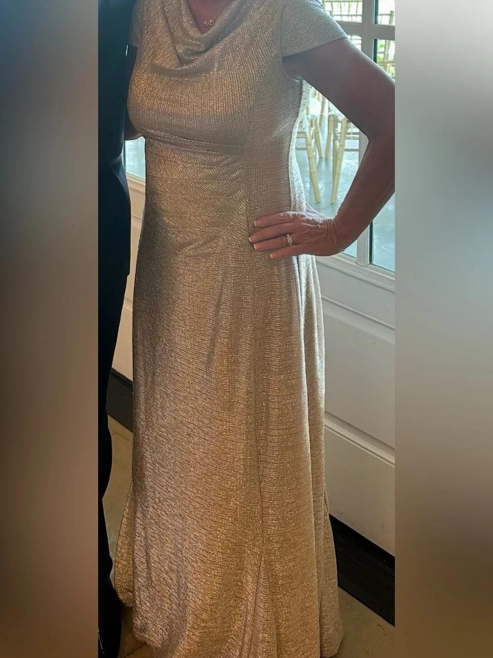 Adrianna Papell Taupe Metallic Dress - Picture 4 of 16
